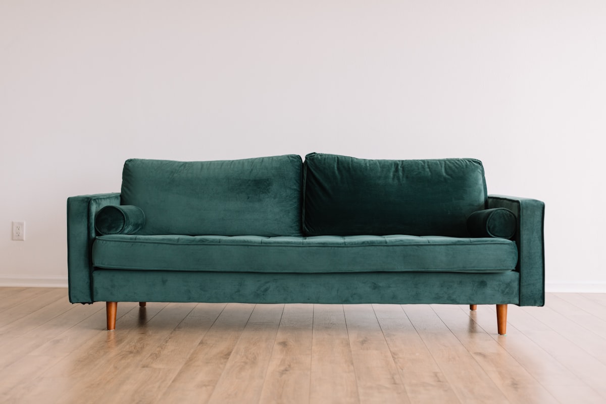 Green velvet sofa cleaning